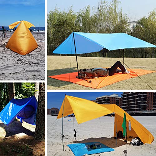 TRIWONDER Hammock Rain Fly Waterproof Tarp Camping Tent Footprint Ground Cloth Backpacking Tarp Camp Shelter Sunshade Mat for Outdoor Hiking Beach Picnic - color: 02 Orange, size: 9.8 X 9.5 Ft