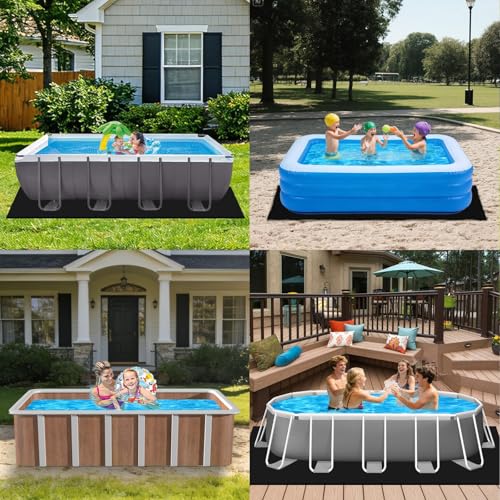 Safana Upgrade Thicken 10 x 16 ft Rectangular Pool Liner Pad for Rectangle/Oval Above Ground Pool, 300g/㎡ Seamless Swimming Pool Mat, Under Pool Padding, Puncture Protection, Extend Liner Life - size: Rectangle/Oval 10x16 FT