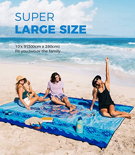 OCOOPA Beach Blanket Waterproof Sandproof, 10'X 9' Extra Large, Soft and Sturdy, Light Weight and Portable, Perfect for Beach Vacation, Famlily Park Picnic, Travel Camping, Outdoor Gifts - color: Bohemian Turtle, size: Xx-large( 8 Adults )
