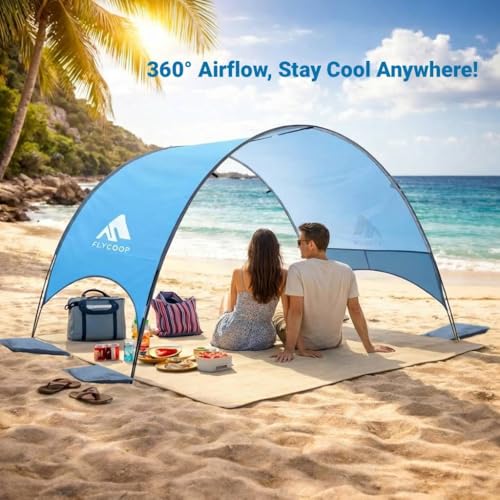 2026 Upgraded Beach Umbrella Canopy with UPF 50+ UV Protection – Portable Beach Tent for Sun, 360° Ventilation, 4 Sandbags, Dual Pockets, Stakes & Ropes, 90.5*59*53 inch for 3 People - style: 90.5*59*53 inch