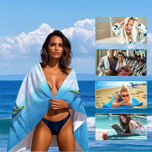 Microfiber Lightweight Beach Towel 63"x31.5" Sand Free Towels Travel Swim Pool Yoga Gym Camping for Adults Women Men Beach Essentials Accessories Vacation Gift Palm Tree (Palm Tree-1, 63"x31.5") - color: Palm Tree-1