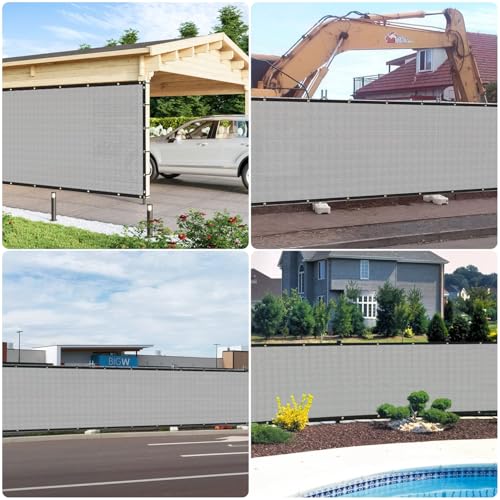 E&K Sunrise 5' x 25' Privacy Fence Screen with Grommets, Outdoor Windscreen Fence Covering Privacy Screen UV Blockage for Backyard Garden Patio, Zip Ties Included (Gray) - color: Gray, size: 0 5' x 25'