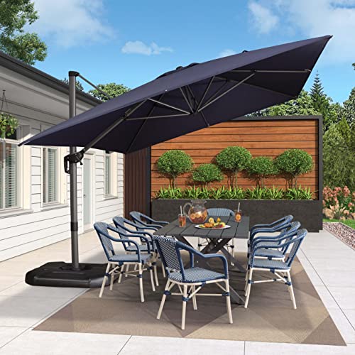PURPLE LEAF 10' X 13' Patio Umbrella Outdoor Cantilever Rectangle Umbrella Aluminum Offset Umbrella with 360-degree Rotation for Garden Deck Pool Patio, Navy Blue - color: Navy Blue, size: 10' X 13', style: Standard