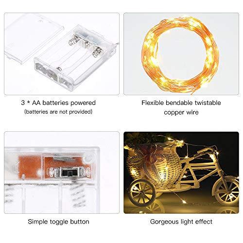 Ariceleo Led Fairy Lights Battery Operated, 4 Packs Mini Battery Powered Copper Wire Starry Fairy Lights for Bedroom, Christmas, Parties, Wedding, Centerpiece, Decoration (5m/16ft Warm White) - color: Warm White, size: 4 Pack