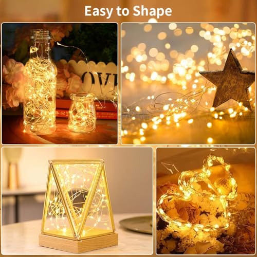GDEALER 2 Pack Fairy Lights 20 Ft 60 Led Battery Operated Twinkle Lights with Remote Waterproof Silver Wire Twinkle Light 8 Modes Fairy String Light for Party Bedroom Decorations- Warm White - color: Warm White- Silver Wire