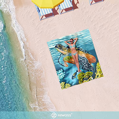 Beach Blanket Waterproof Sandproof Oversized 95”x 80”,Sand Free Beach Mat with Corner Pockets,Portable Mesh Bag for Beach Festival,Picnic,Travel and Outdoor Camping (Turtle Plus) - color: Turtle Plus