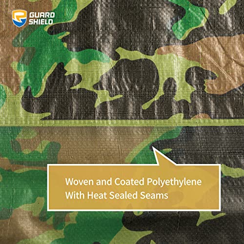 GUARD SHIELD Camo Tarp Waterproof 10x12 Feet Lightweight Camouflage Tarp Poly Cover 6mil - color: Light Camo, size: 10x12