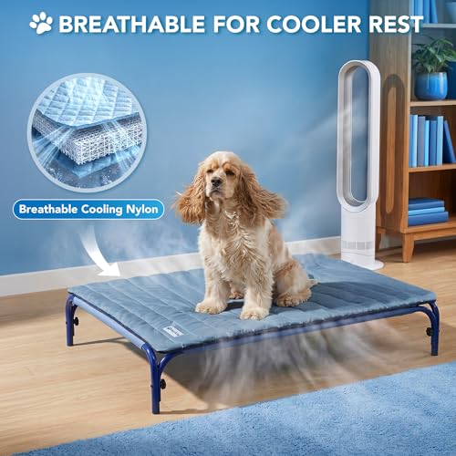 PetAmi Dog Cooling Mat, Q-Max Pet Cooling Blanket with Thick Cushioning, Self Cooling Pad for Dogs & Cats, Reversible Summer Mat for Crate, Couch, Kennel, Navy/Dusty Blue, Large (40x60) - color: Navy/Dusty Blue, size: Large (40x60)