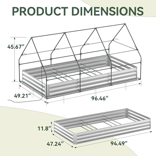 Lineware Raised Garden Bed with Self-Watering System, 8x4x1 ft Elevated Planter Boxes Outdoor with PE Cover, Galvanized Raised Beds for Gardening,Vegetables,Flowers, Backyard, Patio - size: 8x4x1 ft