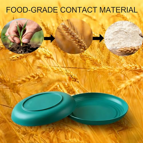 Unbreakable Reusable Plates Set of 4, 7.9 Inch Wheat Straw Plates, Microwave Safe BPA Free Dinnerware for Dessert, Salad & Daily Use - color: Dark Green