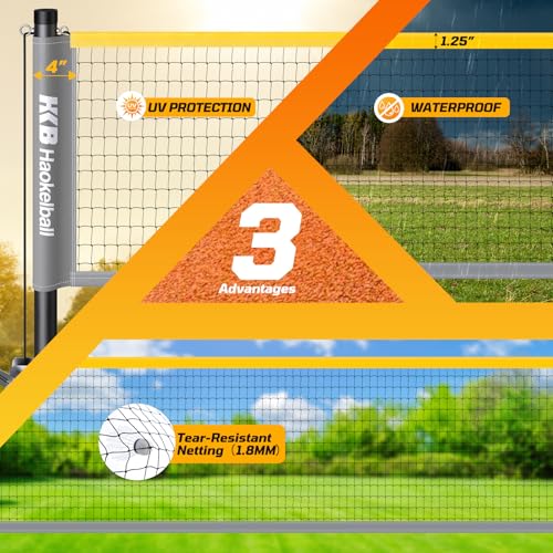 Haokelball Professional Badminton Set for Backyard & Outdoor, Heavy Duty Badminton Net with Anti-Sag Design, Premium Carbon Fiber Rackets Set of 4, Shuttlecocks, Portable Carry Bag, Gift Box Included