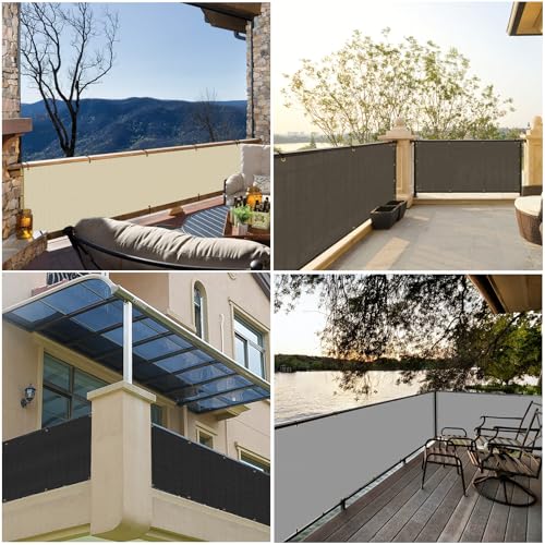 SunnyRoyal 3'x50' Balcony Privacy Fence Screen Apartment Railing Deck Cover, 3FT Outdoor Patio Screens with Zip Ties, HDPE Shade Cloth with Grommets, Mesh Fabric for Porch Backyard, Black