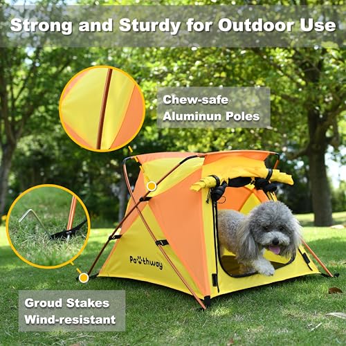 Portable Dog Tent for Small to Medium Sized Pets up to 25lb, Waterproof Dog Tent Outdoor Lightweight with Carrying Bag, Fully Zipped Meshed Door and Window, for Camping, Beach, Backyard - color: Yellow