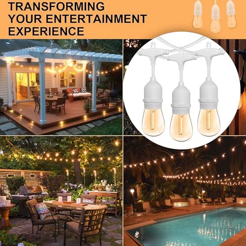 Banord Outdoor String Lights, 50FT Waterproof Patio Lights with 1W Dimmable LED Bulbs, Hanging String Lights for Outdoor Backyard, Garden, Deck, Porch, Gazebo, Balcony, Camping, Party(White) - color: White, size: 50FT