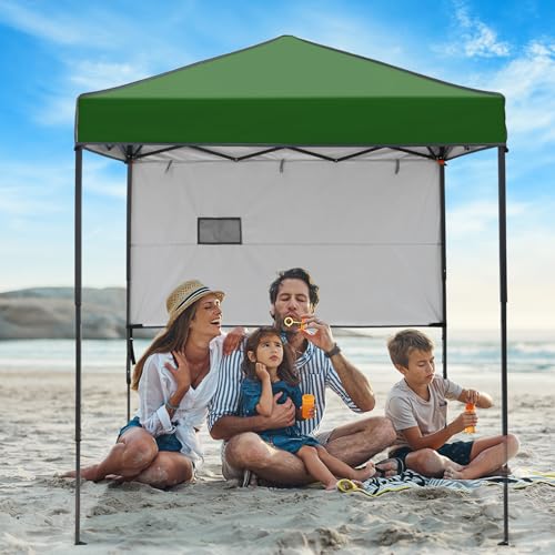 6x4 Pop Up Canopy Tent with Half Wall Panel, Instant Portable Beach Canopy, Outdoor Tent with Carry Bag for Camping, Sports, Tailgating, Events, Green - color: Green, size: With Half Wall
