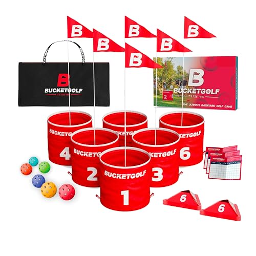 bucketgolf Game The Original Ultimate Backyard Lawn Golf Game for Family, Adults and Kids - Portable 6 Hole Golf Course Play Outdoor, Lawn, Park, Beach, Yard. - size: Without Clubs