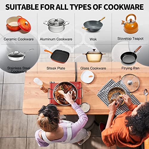 Hot Plate, Techwood Single Burner for Cooking, 1200W Portable Infrared Ceramic Electric Stove with Adjustable Temperature, 7.1” Cooktop for Home/RV/Camp, Compatible for All Cookwares, Red - color: Red, size: Red Electric Stove