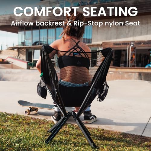 Campster 2.0 Ultra Lightweight Backpack Chair with 5s Folding, Small Compact Portable Hiking Chairs with Bottled Sized for Camping, Outside, Climbing, Beach, Fishing - color: Onyx Black