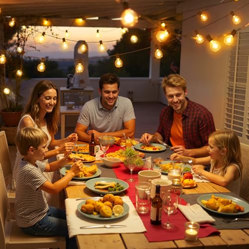 Mlambert 25FT Solar Powered String Lights Outdoor, Waterproof Solar Patio Light String with 10+1 Shatterproof LED G40 Bulbs for Backyard Garden-Brown - color: Brown