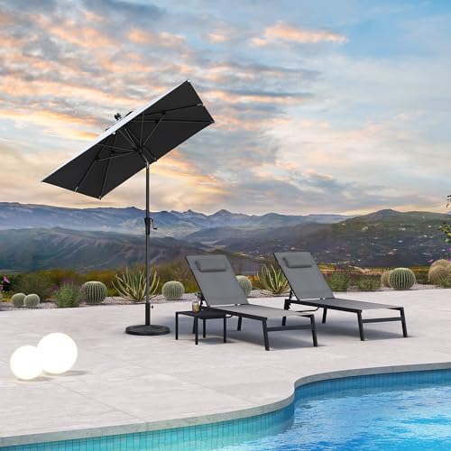 PURPLE LEAF 6' x 6' Square Patio Umbrella Outdoor Table Umbrella Aluminum Frame Market Umbrella Sun Umbrella with 8 Sturdy Ribs & Tilt for Garden Deck Lawn & Pool Gray - color: Gray, size: 6' x 6'