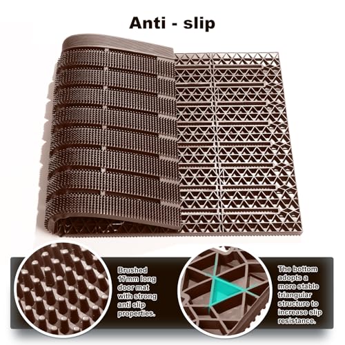 MATALL Waterproof Outdoor Door Mat - 36x24 Inches Interlocking Large Thick Outside Doormat with Drainage Holes for Indoor Home Entrace Garage Pool Deck - color: Beige, size: 2' x 3' (Rectangular)