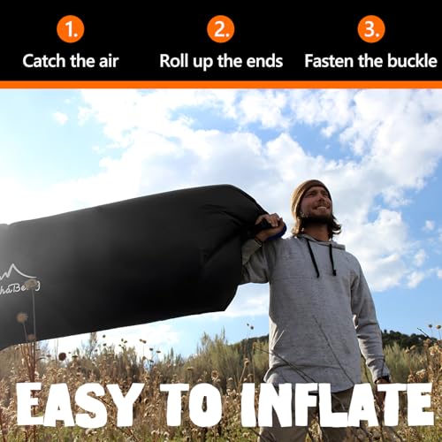 AlphaBeing Inflatable Lounger Beach Chair Accessories, Air Sofa Hammock Inflatable Couch for Camping Backyard Lakeside with Compression Sacks, Ideal Outdoor Gifts for Adults - color: BLACK