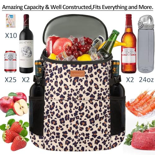 Camping Cooler Backpack 30 45 Cans, Soft Backpack Coolers Insulated Leak Proof Travel Cooler Bag Waterproof Lunch Picnic Beach Work Trip Thermal Bag Drink Beverage Beer Bag Cooler - color: Black Brown Pattern, size: 45 Cans