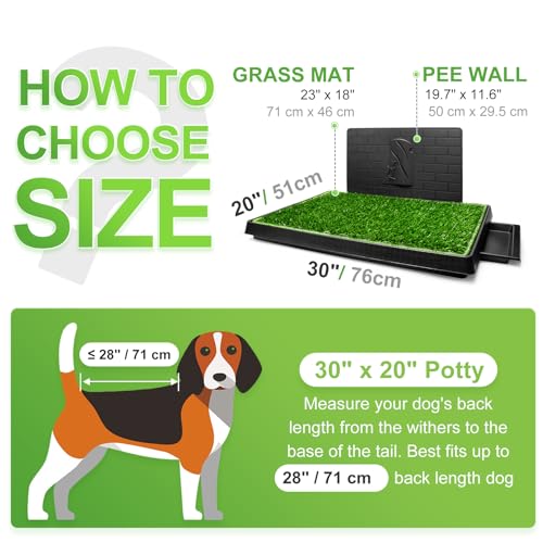 Hompet Dog Grass Pad with Tray Large, Puppy Turf Potty Reusable Training Pads with Pee Baffle, Artificial Grass Patch for Indoor and Outdoor Use, Ideal for Small and Medium Dogs (30"×20") - size: 30" x 20" x 2.5"