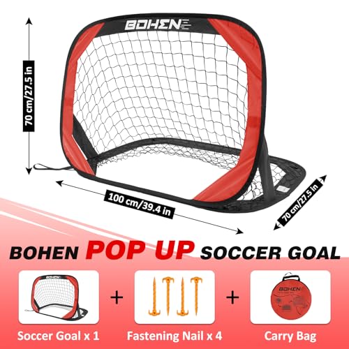 BOHEN Pop Up Soccer Goals for Kids-Foldable Portable Soccer Net for Outdoor Indoor Backyard Beach - color: Red, style: 3.3x2.2 FT, 1 Piece