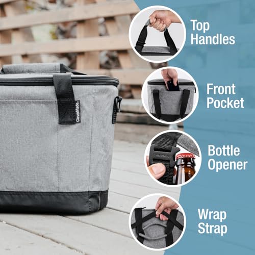 CleverMade Tahoe Collapsible Cooler Bag – Medium Portable Cooler Bag for Travel, Foldable Insulated Cooler for Beach, Picnic & Road Trips, Holds Up to 30 Cans, Leakproof Soft Carry Cooler - color: Gray Black, size: Medium