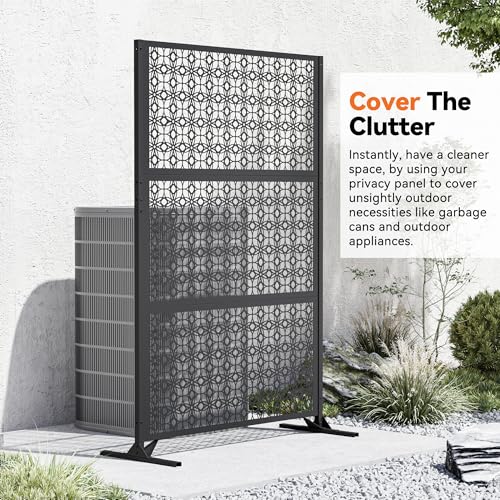 Modern Shade 4x6 FT Metal Privacy Screen with Artistic Modular Designs Decorative Patio Privacy Fence & Garden Divider, Freestanding Outdoor Metal Fence Panel, Weather-Resistant (Petal Weave) - size: 1 Panel (Petal Weave)