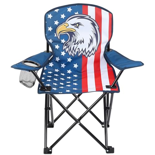 KABOER Kids Outdoor Folding Lawn and Camping Chair with Cup Holder and Carrying Bag, Children's Camping Chairs - color: National Flag