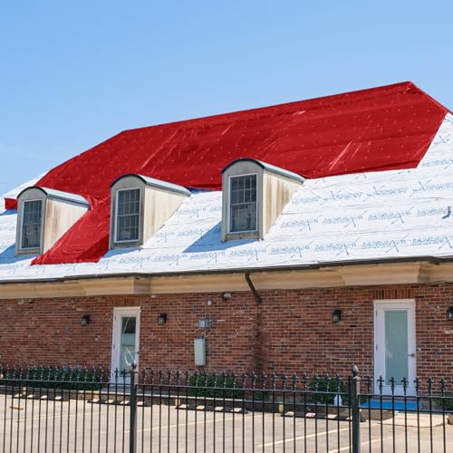 18x24 Extra Heavy Duty RED Tarp 3 Ply Reinforced Canopy 6 oz 12 Mil Canopy Tarp (Finished Size 17'.6 x 23'.6) - size: 18x24