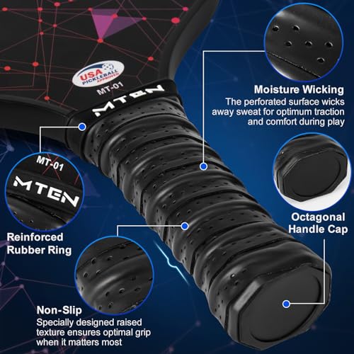 Pickleball Paddles Set of 2 or 4, or Single Paddle – USAPA Approved Fiberglass Surface Pickleball Rackets Set for Men & Women - color: Black*1