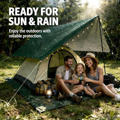 Waterproof Camping Tarp Tent Hammock Rain Fly, Mutifunctional Tent Footprint Lightweight Tarp for Camping, Hiking and Survival Shelter