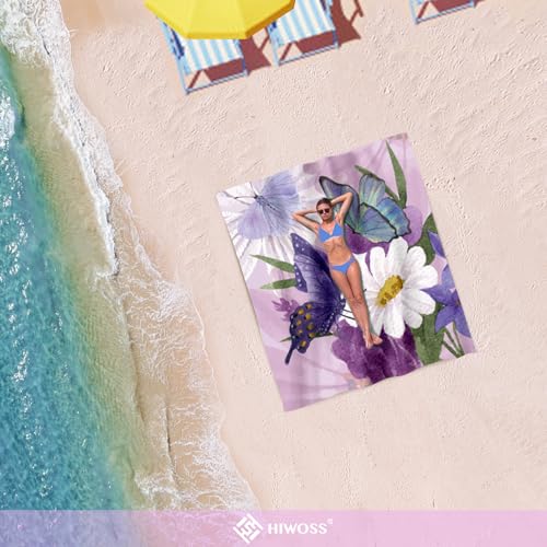 Beach Blanket Waterproof Sandproof Oversized 95”x 80”,Sand Free Beach Mat with Corner Pockets,Portable Mesh Bag for Travel and Outdoor Camping (Dreamsea) (FlowerButterfly) - color: Flowerbutterfly