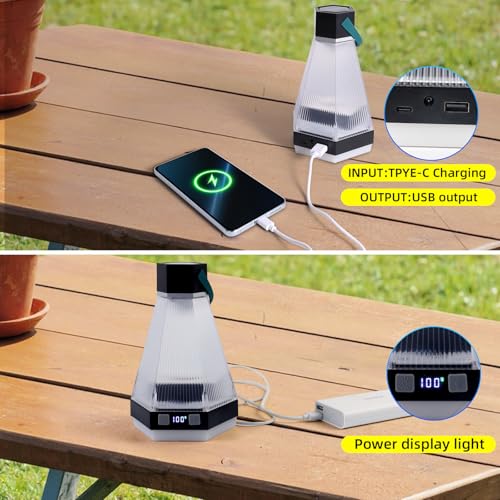 Camping Lights Colored Rechargeable Lighting Fixtures,TYPE-C charging,5000mah,Rechargeable Mobile Phone,Outdoor Camping Hanging Light,For Awn Tent Yard Garden Decoration and Holiday Christmas Gift