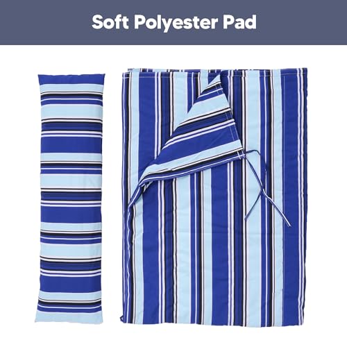 SUNCREAT Portable Hammock Pad with Soft Pillow, Two-Layer Soft Polyester Pad, Blue Stripes - color: Blue Stripes