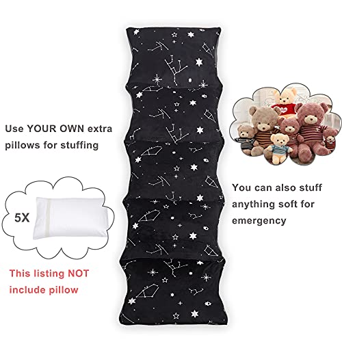 Floor Lounger Pillow casing for boy Girl,Without pillow, Soft Minky Plush, Black Constellation Print, Cover/Sleeve Only! Perfect Reading, Watching TV Cushion - great for Sleepovers, Queen Size; - color: Black Constellation, size: Queen (Pack of 1)