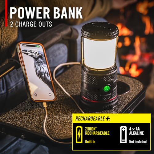 Coast EAL35R 1000 Lumen Voice-Controlled LED Emergency & Camping Area Lantern with Warm, Cool White, Day, Red & Red Flashing Mode, Power Bank Functionality - Forest - color: Forest Green