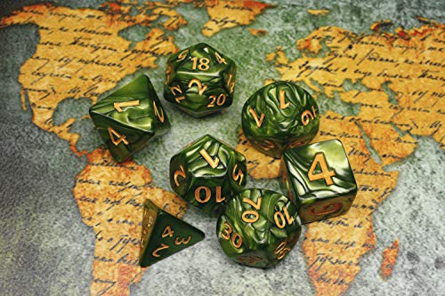 Dice- DND Polyhedral Dice Set 25mm Giant Dice for Dungeons and Dragons D&D Pathfinder RPG MTG Role Playing Dice with Dice Bag (Green) - color: Green