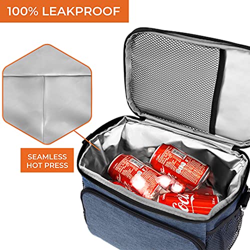 opux Insulated Lunch Bag for Men Women, Soft Lunch Box for Office Work School Picnic, Leakproof Lunch Cooler Bag with Shoulder Strap for Kid Adult Boy Girl, Medium Lunchbox Lunch Tote (Heather Navy) - color: Heather Navy, size: Medium