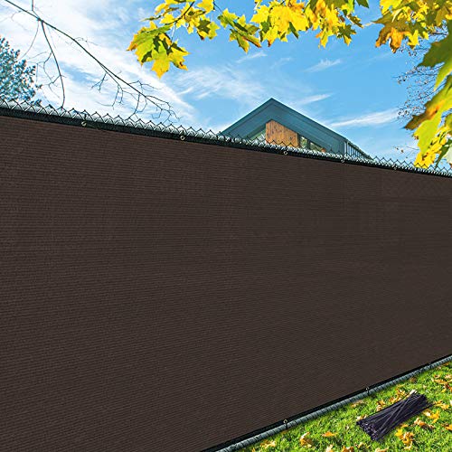 iCover 4x25ft Privacy Screen Fence, Outdoor Fencing Panels, Garden Windscreen Mesh Shade Sail Net Barrier, Include Reinforced Bindings and Brass Grommets Cable Zip Ties,Brown - color: Brown, size: 4x25ft