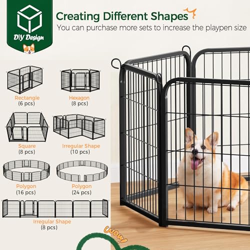 Yaheetech Dog Playpen Outdoor, 24 inch 16 Panels Dog Pen Indoor Heavy Duty Puppy Exercise Pen Metal Pet Fence for RV Camping/Yard/Garden - size: 24"