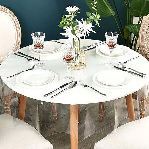 Nasitos 2 Pack Round Clear Plastic Tablecloth Protector 70 Inch-100% Waterproof Table Cover Vinyl Plastic Sheet, Thick Non Slip Wipeable Circular Table Cloth for Wedding, Banquet, Restaurant, Parties - color: Clear, size: 70 Inch (Round)