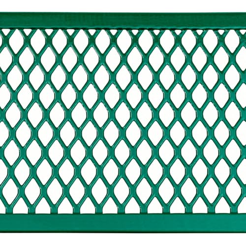 Global Industrial 6’L Rectangular Picnic Table, Expanded Metal, Green Thermoplastic Coating, Attached Benches, 1-1/2” Umbrella Pole Hole, Outdoor-Rated, 1000 lb Capacity, 72” x 30” Tabletop - color: Green