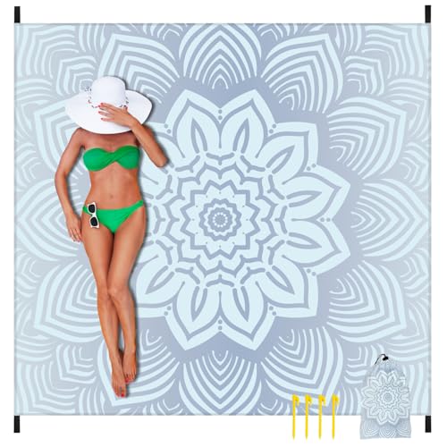 Beach Blanket 79" X 83" Oversized Lightweight, BeachMat Waterproof Sandproof, Durable Picnic Mat Beach Accessories for Travel, Camping, Hiking - color: Mandala