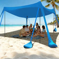 besuhot Beach Tent Sun Shelter 10x10FT Beach Shade Canopy with 8 Sandbags, UPF 50+ Protection Beach Shade Canopy, Outdoor Tent for Beach Camping Trips, Fishing, Backyard（Light Blue） - color: Light blue