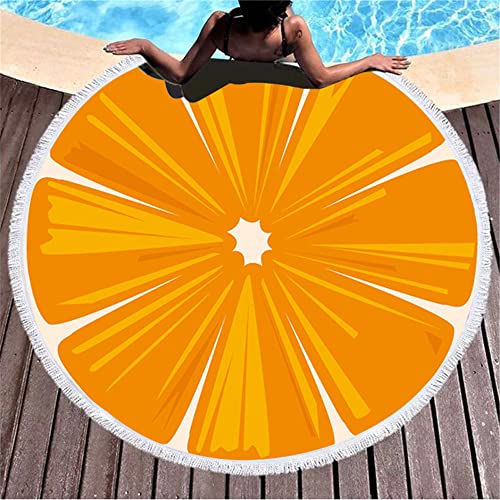 Round Beach Towel Oversized , 59" Circle Beach Blanket with Tassel , Microfiber Round Beach Towel with Fringe , Large Picnic Yoga Mat Kids Play Area Rug , Tropical Fruits Swim Pool Towels (jackfruit) - color: Jackfruit