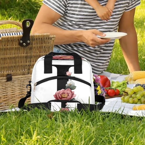 Letter I Insulated Lunch Bag for Women Men Reusable Waterproof Lunch Box Cooler Tote Bag One shoulder portable meal bag Portable Adult Lunchbox for Work Picnic Hiking Beach - color: Letter I